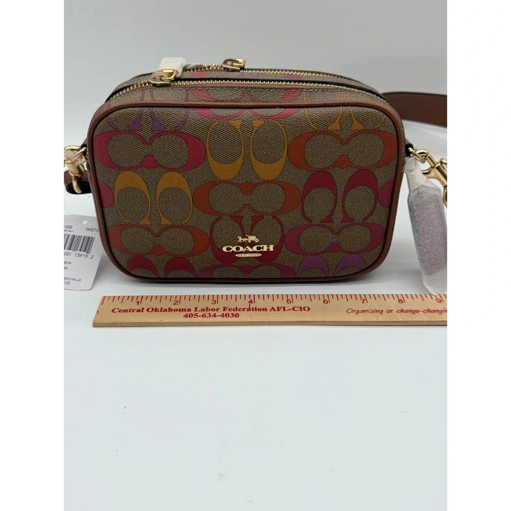 Coach Crossbody Bag Signature Rainbow Canvas Brown Multi‎ NEW